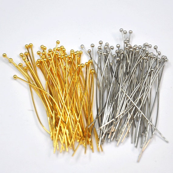 100-300pcs Ball Point Headpins,long Ball Head Pins Headpins Jewelry Making  Supplies Wholesale,rhodium Plated Brass Ball Head Pinsq045 