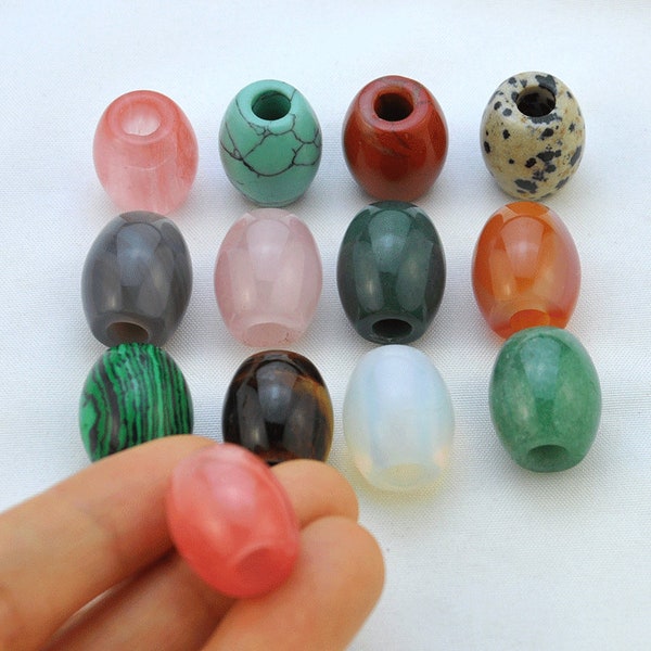 large Hole Natural gemstone Beads 16x18mm，5mm Hole beads，Large Hole barrel beads，Oval large Hole Natural Meter bead，Natural Stone Beads-A002