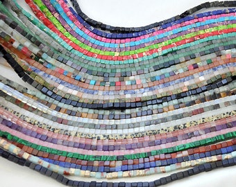 4X4MM Natural Cube Square Beads，Gemstone Spacer Beads，Healing Energy Gemstone Loose Beads，DIY Jewelry Making for Bracelet Necklace Earing
