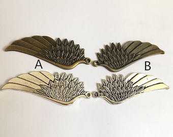 Wings - 8pcs Antique Bronze /Antique Silver Large Angels Wings Charm Pendants Thicken ----21x56mm--G385