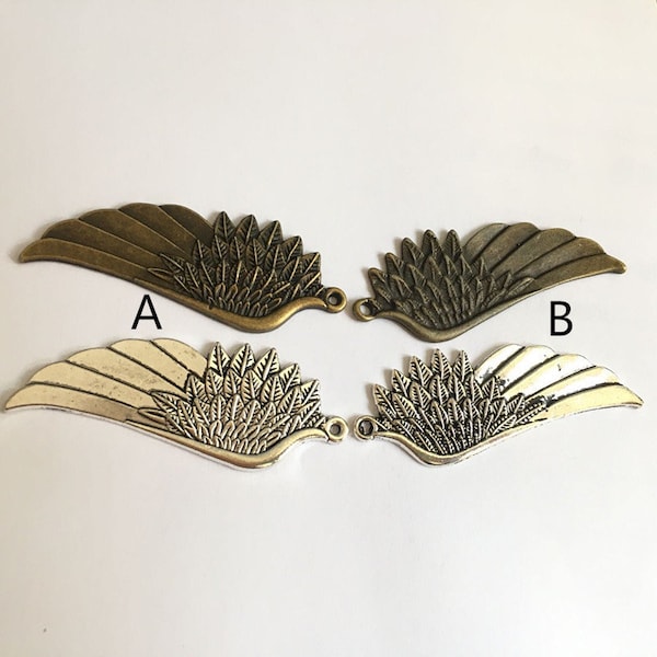 Wings - 8pcs Antique Bronze /Antique Silver Large Angels Wings Charm Pendants Thicken ----21x56mm--G385