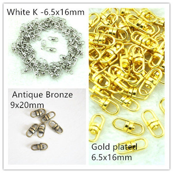 Antique Bronze /White K/Gold plated Swivel Key Ring Connectors Perfect for Key Chain Designs,Jewelry Making,Accessories,Craft Supplies-Q149