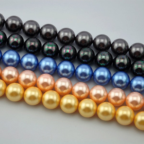 1 Strand 28pcs 12mm South Sea Shell Pearls Round Beads,Shell pearl has,Gemstone Beads