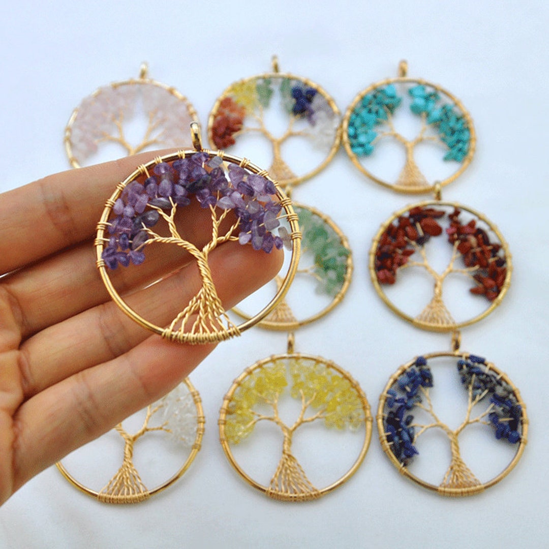 Tree Roots Pendant Tree of Life Natural Gemstone Pendant,natural Crystal Tree Jewelry ...