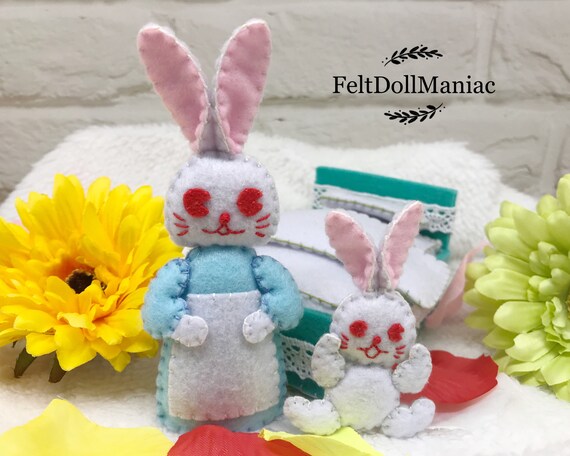 Nighty-night. Mrs. Rabbit and Baby Rabbit. Easter Bunny. Felt Doll. PDF  Pattern and Tutorial. Easter Decoration. Easter Pattern. - Etsy