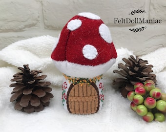 PDF Pattern and Tutorial. Mushroom House. Felt Doll. Felt Mushroom. Mushroom Pattern.