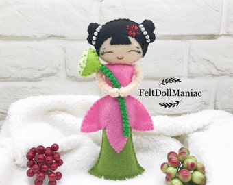 Lotus Fairy Doll of Summer. PDF Pattern. Felt Doll.