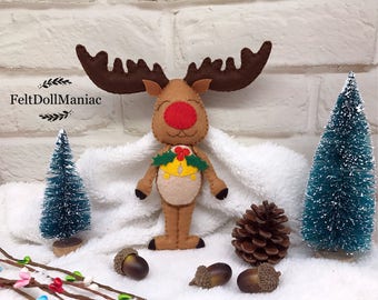 Christmas Reindeer Doll. Felt Doll. PDF Pattern & Tutorial. Christmas Pattern. Christmas Decoration.