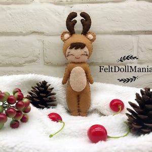 Felt Doll Pattern. Reindeer Baby Doll. PDF Pattern and Tutorial. Christmas Doll. Christmas Decoration.