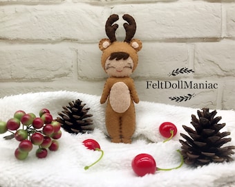 Felt Doll Pattern. Reindeer Baby Doll. PDF Pattern and Tutorial. Christmas Doll. Christmas Decoration.