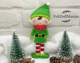PDF Pattern and Tutorial. Little Elf. Felt Doll. Christmas Pattern. Christmas Decoration. Christmas Elf.