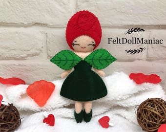 PDF Pattern. Rose Fairy Doll. Felt Doll Pattern and Tutorial. Valentine's Day.