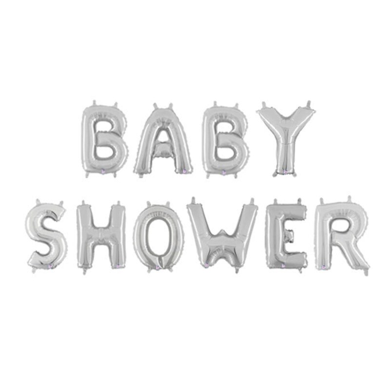 Baby Shower Letter Balloons Silver Baby Shower Balloons Etsy Baby Shower Letter Balloons Silver Baby Shower Balloons Etsy