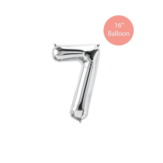 Seven Silver Balloon, Seven Balloon, 16" Silver Number Balloon, Seven Number Balloon, Seven Silver Number Balloon, 7th Birthday Balloon Il_570xn