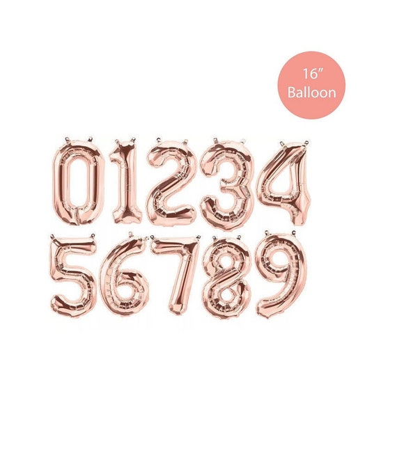 16" Rose Gold Number Balloons, Rose Gold Number Balloons, Small Number Balloons, Air Filled Number Balloons 0-9 Number Balloons Il_570xn