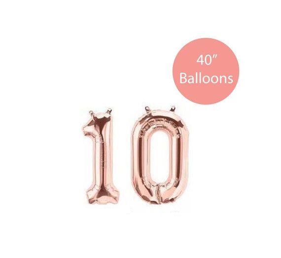 10 Giant Number Balloon, 10 Rose Gold Balloon, 10 Jumbo Balloon, Number Ten Balloon, 40" Ten Balloon,40" Rose Gold Ten,Rose Gold 10 Balloons Il_570xn