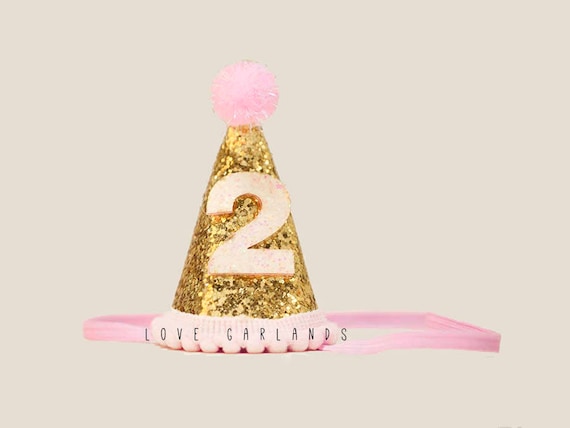 Second Birthday Glitter Felt Birthday Hat, Second Birthday Hat, 2 year old Birthday Hat, Felt Birthday Hat, Gold Glitter Birthday Hat Il_570xn