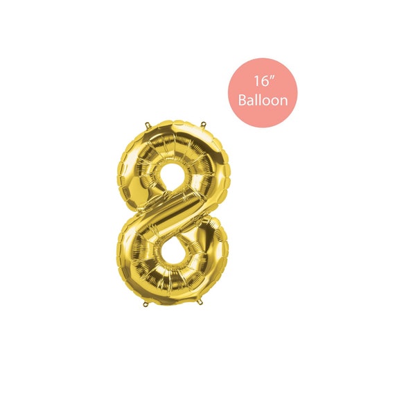 Eight Gold Balloon, Eight Balloon, Eight Gold Number Balloon, Number Balloon, Eighth Birthday Balloon, 8th Birthday Balloon,Gold 16" Balloon Il_570xn