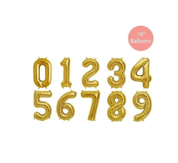 16" Metallic Gold Number Balloons, Gold Number Balloons, Gold Mylar Number Balloons, Gold Balloons, Gold 16" Balloons Il_570xn