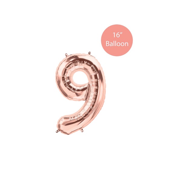 Nine Rose Gold Balloon, Nine Balloon, 16" Rose Gold Number Balloon, Rose Gold Balloon, Number 9 Balloon, 9 Rose Gold Balloon, 9 Balloon Il_570xn