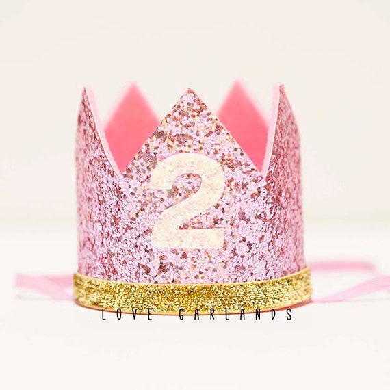Pink Birthday Crown, Second Birthday Crown, Two Birthday Crown, Girl Birthday Crown, Princess Birthday Crown, Pink Princess Birthday Crown Il_570xn