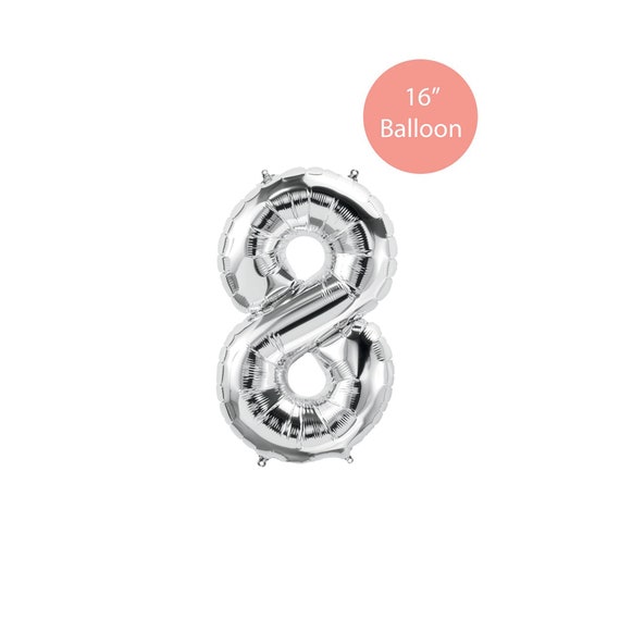 Eight Silver Balloon, Eight Balloon, 16" Silver Number Balloon, 8 Number Balloon, Eight Silver Number Balloon,8th Birthday Balloon,8 Balloon Il_570xn