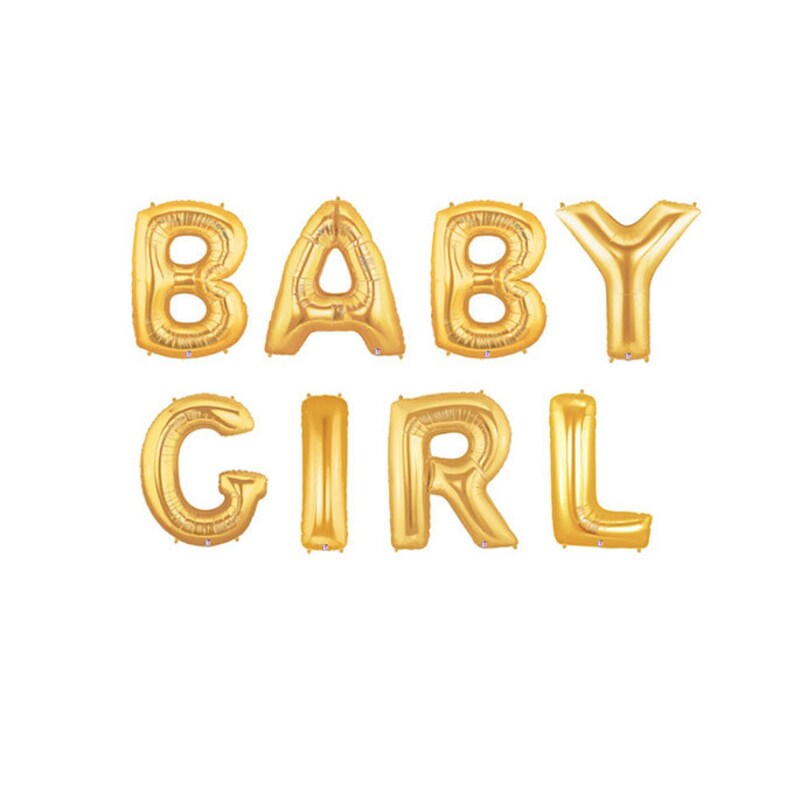 Baby Girl Letter Balloons Baby Girl Gender Reveal Gold Etsy