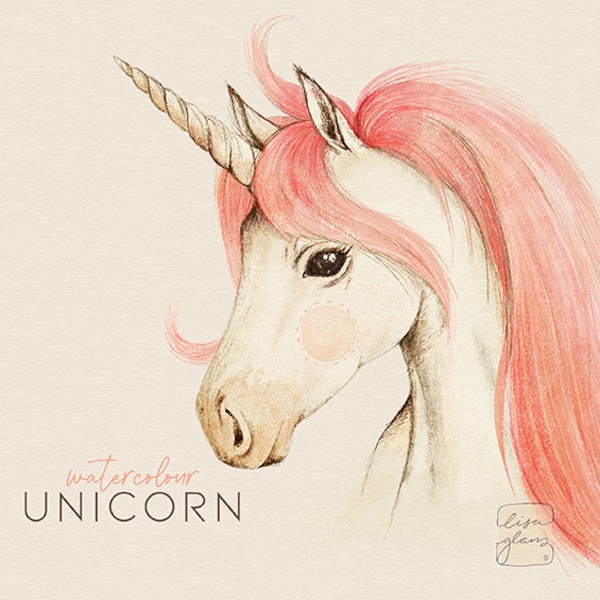 Unicornio acuarela: imágenes prediseñadas pintadas a mano / arte infantil mágico / arte clip de fantasía / cumpleaños de los niños / cumpleaños adolescente