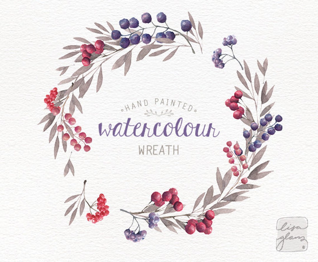 Watercolor Wreath: Hand Painted Floral Wreath Clipart / Wedding ...