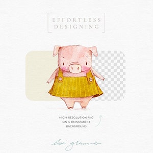 Watercolor pig: hand painted clipart / woodland nursery art / baby animal clip art / children's birthday / baby piglet birth announcement image 2