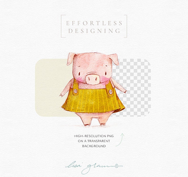 Watercolor pig: hand painted clipart / woodland nursery art / baby animal clip art / children's birthday / baby piglet birth announcement image 2