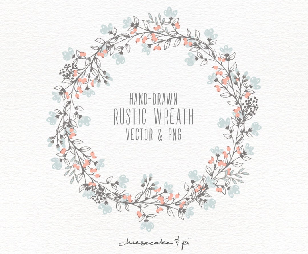 Floral Wreath: Hand Drawn Floral Wreath Clipart / Wedding Invitation