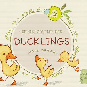 Conjunto de imágenes prediseñadas de patito de primavera: imágenes prediseñadas de patitos, imágenes prediseñadas dulces, descarga instantánea de imágenes prediseñadas de pato lindo con archivos PNG para uso comercial