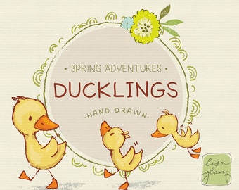 Spring duckling clipart set: ducklings clip art, sweet clipart, instant download cute duck clipart with PNG files for commercial use
