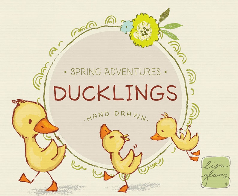 Spring duckling clipart set: ducklings clip art, sweet clipart, instant download cute duck clipart with PNG files for commercial use image 1