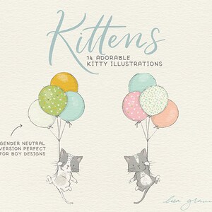 Spring kitten clipart set: kittens & butterflies clip art, cat clipart, instant download kitten clipart with PNG files for commercial use image 6