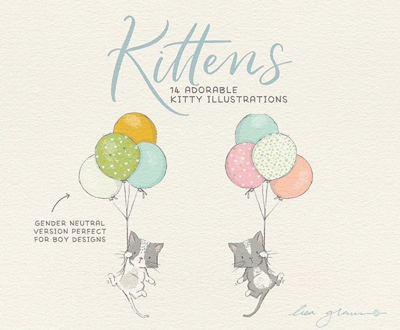 Spring kitten clipart set: kittens & butterflies clip art, cat clipart, instant download kitten clipart with PNG files for commercial use image 6