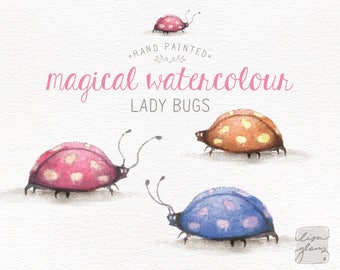 Watercolor ladybugs: PNG clipart / 3 whimsical clip art lady bug birthday / commercial use / nursery art / children decor / CM0076-ladybug