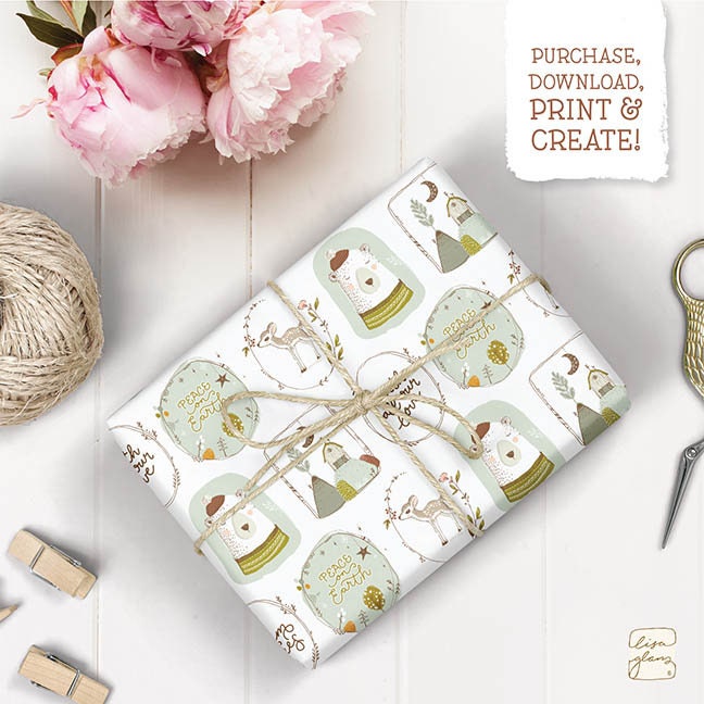 Holiday Printable Papers Rustic Christmas Digital Download | Etsy