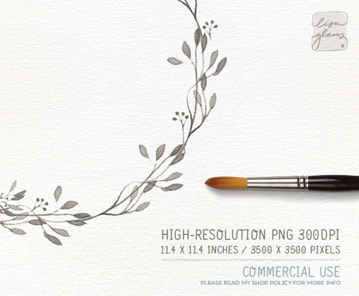 Watercolor Wreath: Hand Painted Floral Wreath Clipart / Wedding ...