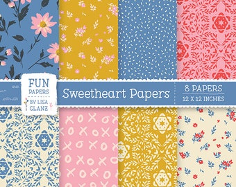 Cyfrowy papier kwiatowy: kolorowe tła kwiatowe (12x12 cali) (pobranie cyfrowe)