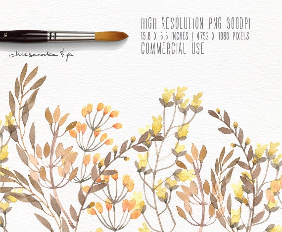 Watercolor floral border: PNG floral clipart / Wedding | Etsy