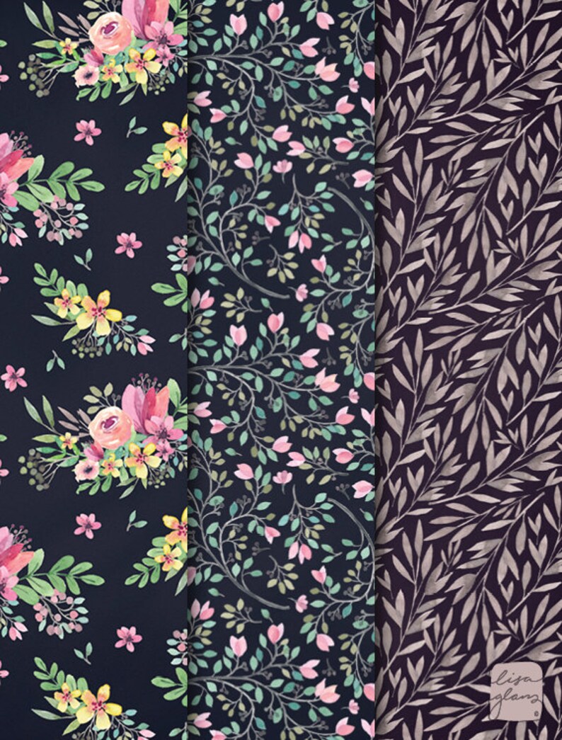 Papel floral de acuarela para álbum de recortes: diseños de hojas (descarga digital) imagen 2