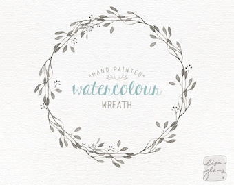 Watercolor wreath: hand painted floral wreath clipart / Wedding invitation clip art / commercial use / CM0057a