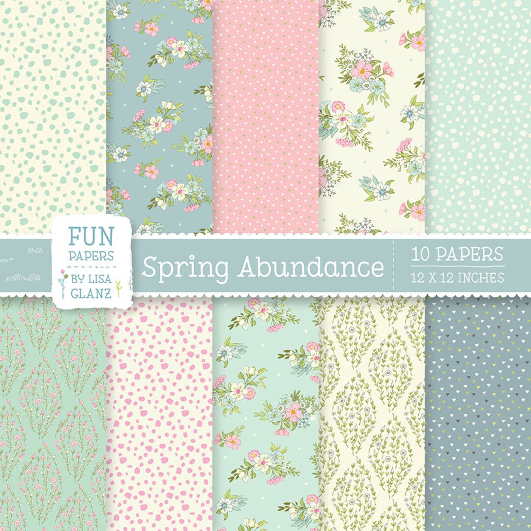 Spring Abundance Printable Papers, Spring Digital Download Papers in ...
