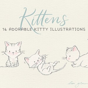 Spring kitten clipart set: kittens & butterflies clip art, cat clipart, instant download kitten clipart with PNG files for commercial use image 5