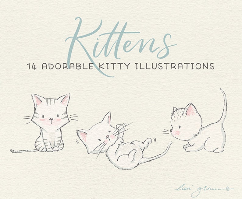 Spring kitten clipart set: kittens & butterflies clip art, cat clipart, instant download kitten clipart with PNG files for commercial use image 5