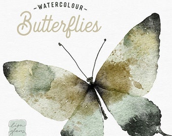 Motyle akwarelowe: ręcznie malowane cliparty / motyle / papeteria ślubna / cottagecore / cliparty ogrodowe