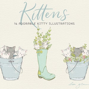 Spring kitten clipart set: kittens & butterflies clip art, cat clipart, instant download kitten clipart with PNG files for commercial use image 7