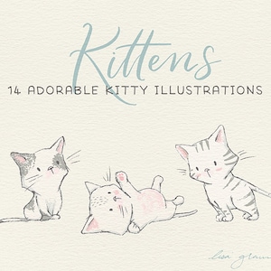 Spring kitten clipart set: kittens & butterflies clip art, cat clipart, instant download kitten clipart with PNG files for commercial use image 4